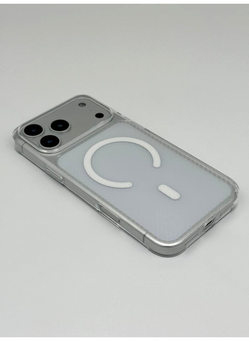 general Premium MagSafe Compatible Carbon Fiber Texture Case for iPhone 17 Pro Max – Ultra-Slim Shockproof Back Cover with Integrated Camera Protector & Metallic Accents – [White] - Image 4